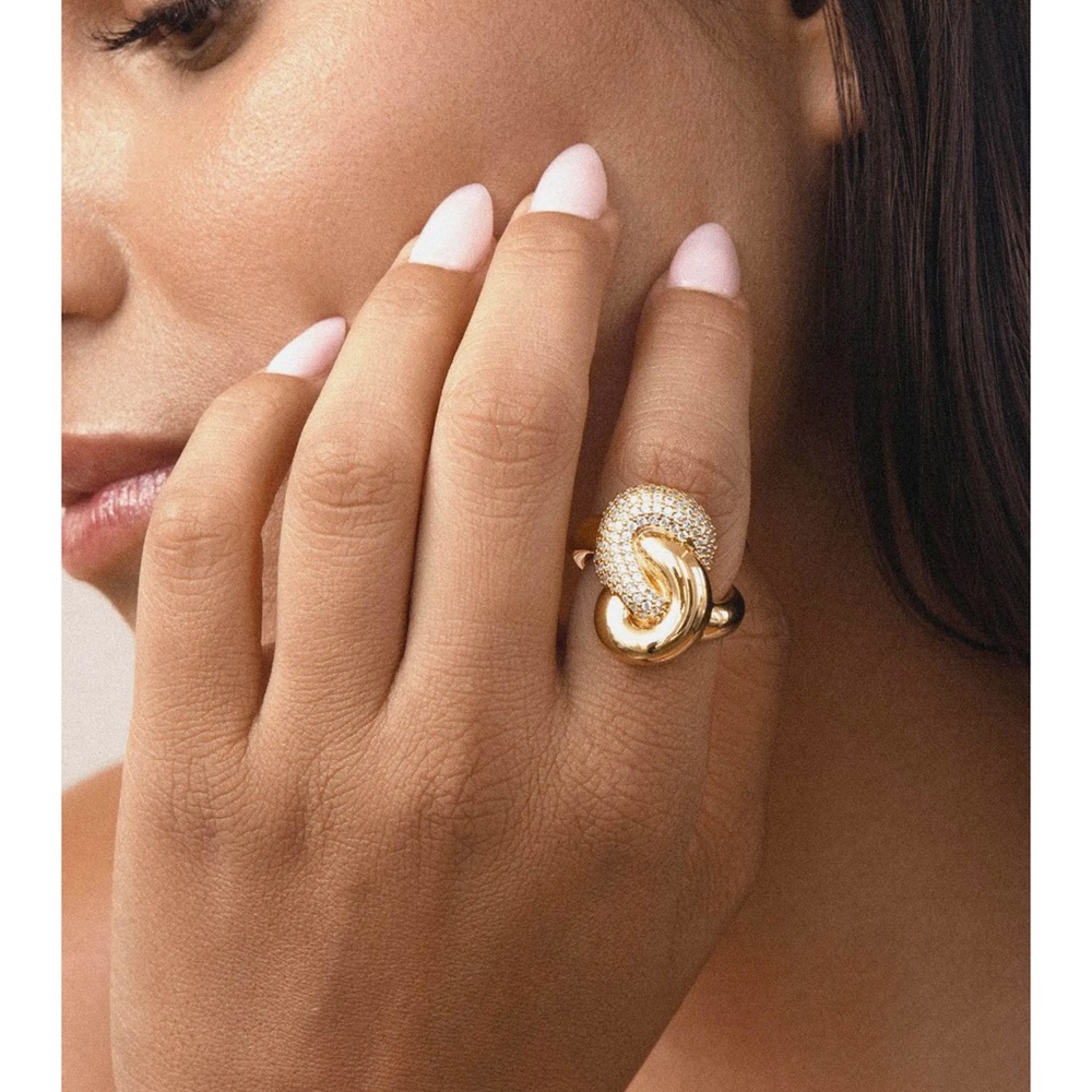 Gold Plated Interlocking Knot Ring by Adina Eden NEW